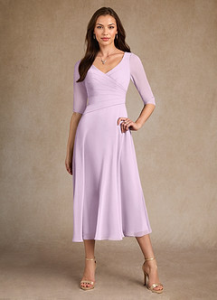 Azazie Durant vestidos de madre de la novia Vestido de Lila Esmerilada de Gasa de Corte En A con Plisado image4