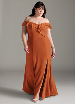 Azazie Sophie Bridesmaid Dresses Cinnamon A-Line Off the Shoulder Chiffon Convertible Dress image6