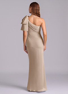 Azazie Yuanna Bridesmaid Dresses Taupe Mermaid One Shoulder Chiffon Dress image2