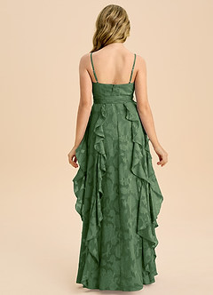 Azazie Peyton Junior A-Linie Plissee Blumen-Burnout Kleid Eukalyptus image7