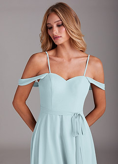 Azazie Aaron Bridesmaid Dresses Mist A-Line Off the Shoulder Chiffon Convertible Dress image2
