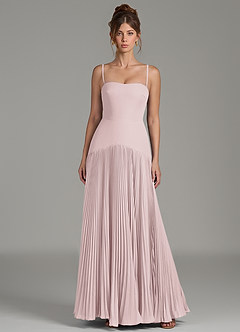 Azazie Yuliana Robes de demoiselle d'honneur Robe Trapèze en Mousseline de soie Sans bretelles Rose Pâle image4