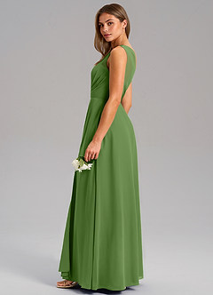 Azazie Phaedra Jurken voor bruidsmeisjes Jurk van Chiffon met A-Lijn One-Shoulder Basilicum image6