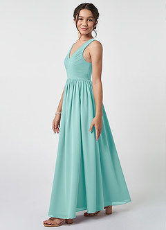 Azazie Keyla Junior A-Linie Plissee Chiffon Kleid Aqua image3