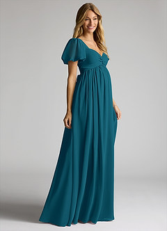 Azazie Madisynn Maternity Bridesmaid Dresses Bow Chiffon Floor-Length Dress image3