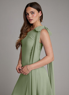 Azazie Monique Brautjungfernkleider A-Linie One-Shoulder Chiffon Kleid Pistazie image5