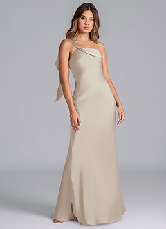 Azazie Driea Brudtärnklänningar Klä av Sjöjungfru i Stretch Satin Ena axeln Frost image7