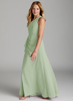 Azazie Maive Junior Dusty Sage A-Line Pleated Chiffon Dress image5