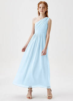 Azazie Anissa Junior Sky Blue A-Line Pleated Chiffon Dress image4