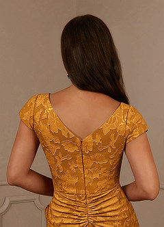 Azazie Roya Mother of the Bride Dresses Butterscotch Mermaid Ruched Floral Burnout Dress image6