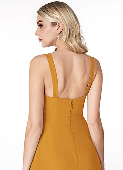 Azazie Jay Bridesmaid Dresses Butterscotch A-Line Square Neckline Side Slit Chiffon Dress image6