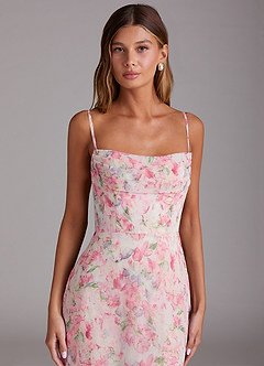 Azazie Saige Bridesmaid Dresses Abstract Watercolor Floral A-Line Off the Shoulder Chiffon Convertible Dress image2