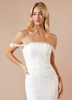 Azazie Guinevere Wedding Dresses Diamond White Mermaid Sequins Stretch Crepe Dress image7