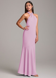 Azazie Lorena Abiti da Damigella Abito Sirena in Chiffon Plissettato Rosa Confetto image5