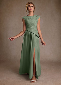 Azazie Kalleen Mother of the Bride Dresses Matcha A-Line Pleated Chiffon Dress image2