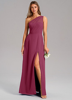 Azazie Phaedra Brautjungfernkleider A-Linie One-Shoulder Chiffon Kleid Maulbeerrot image11