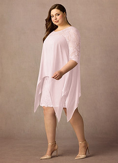Azazie Flo Mother of the Bride Dresses Blushing Pink A-Line Lace Chiffon Dress image9