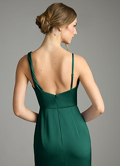 Azazie Samara Robes de demoiselle d'honneur Robe Sirène en Satin extensible Plissée émeraude image6