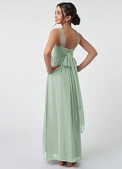 Azazie Kora Junior Agave A-Line Pleated Chiffon Dress image4