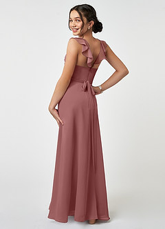 Azazie Emily Junior Desert Rose A-Line Ruched Chiffon Dress image4