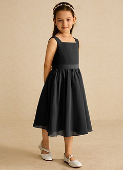 Azazie Ari Flower Girl Dresses Black A-Line Sleeveless Chiffon Dress image5