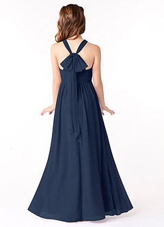 Azazie Jaylah Junior Dark Navy A-Line Ruched Chiffon Dress image1