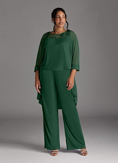 Azazie Frances Mother of the Bride Dresses Dark Green Jumpsuit/Pantsuit Scoop Mesh Dress image11