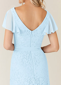 Azazie Knox Kleider für die Brautmutter A-Linie V-Hals Chiffon Kleid Himmelblau image6