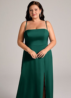 Azazie Wren Brudtärnklänningar Klä av A-Linje i Stretch Satin Axelbandslös Smaragdgrön Konvertibel image11