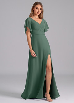 Azazie Ambrosia Bridesmaid Dresses Sea Moss A-Line Pleated Chiffon Dress image5