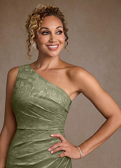 Azazie Joylin Moeder van de bruid jurken Trompet Jurk van Bloemen Burn-out One-Shoulder Pistache image5