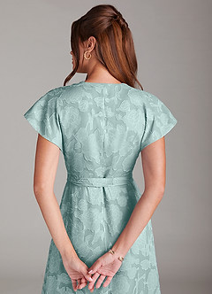 Azazie Ling Bridesmaid Dresses Mist A-Line Pleated Floral Burnout Dress image8