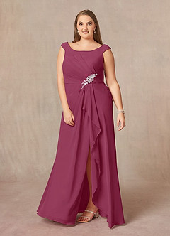 Azazie Yarrow Mother of the Bride Dresses Mulberry A-Line Pleated Chiffon Dress image7