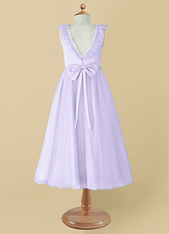 Azazie Dolly Flower Girl Dresses Lilac A-Line Bow Tulle Dress image8