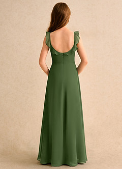 Azazie Chip Girls Formal Robe Demoiselle D'honneur Fillette Robe Trapèze en Mousseline de soie Sans manches Olive image2