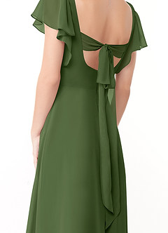 Azazie Syenna Bridesmaid Dresses Olive A-Line Ruched Chiffon Dress image3