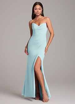 Azazie Yola Bridesmaid Dresses Sea Glass Sheath Pleated Chiffon Convertible Dress image1