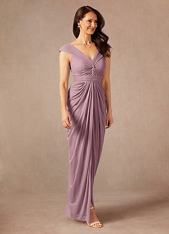 Azazie Lisolette Mother of the Bride Dresses Dusty Rose Sheath Pleated Mesh Dress image5