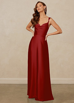 Christian Siriano Bridal for Azazie 1001 Bridesmaid Dresses Pomegranate A-Line Sweetheart Neckline Stretch Satin Dress image3