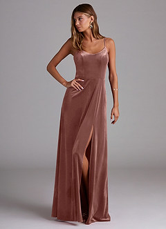 Azazie Moira Bridesmaid Dresses Rustic Rose A-Line with Pockets Velvet Dress image4