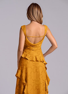 Azazie Sloane Abiti da Damigella Abito A-Line in Burnout Floreale Scollo a Cuore Caramello image7