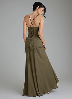 Azazie Toya Bridesmaid Dresses Willow Green A-Line Corset Chiffon Dress image7