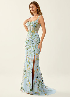 Posey Himmelblau Meerjungfrauen-Abendkleid aus Spitze image3