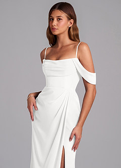 Azazie Johana Jurken voor bruidsmeisjes Converteerbaar Jurk van Chiffon met Zeemeermin Off the Shoulder Wit image5