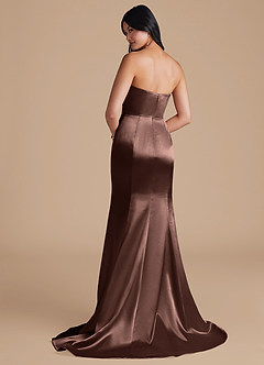 Azazie Aura Bridesmaid Dresses Espresso Mermaid Metallic Satin Convertible Dress image5