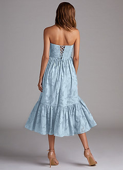 Azazie Delphina Bridesmaid Dresses Sky Blue A-Line Strapless Floral Burnout Convertible Dress image3
