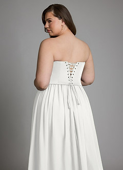Azazie Cadence Bridesmaid Dresses White A-Line Corset Stretch Satin Convertible Dress image20