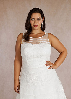 Azazie Azul Wedding Dresses Diamond White A-Line Sweetheart Lace Tulle Dress image16