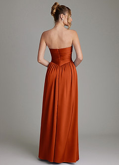 Azazie Zena Bridesmaid Dresses Paprika A-Line Strapless Stretch Satin Dress image6