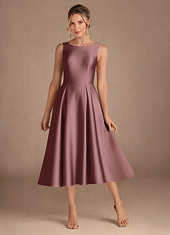 Azazie Fulton vestidos de madre de la novia Vestido de Malva Vintage de Satén Elástico de Corte En A con Plisado image1